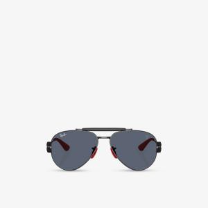 Солнцезащитные очки Ray-Ban Scuderia Ferrari "авиаторы" с ацетатной оправой, черный