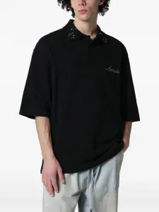 Поло с воротником на заклепках Amiri, черный