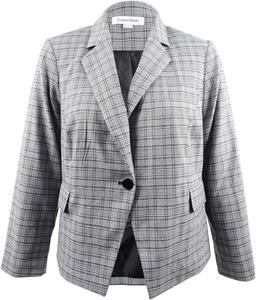 Женский клетчатый блейзер Calvin Klein Petite на одной пуговице, Black/Cream