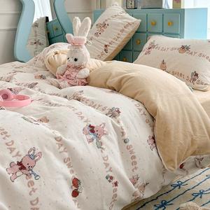 Disney Постельное белье, 150x200 см, простыня, наволочка 48x74 см, цвет kmengchong pup, двусторонний молочный вельвет