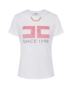 Хлопковая футболка с логотипом Elisabetta Franchi, белый