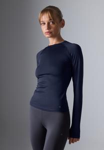Топ Even&Odd active QUICK DRY HIGH NECK LONG SLEEVE TOP WITH THUMB HOLES, Dark Blue