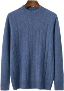 Мужской свитер из шерсти с круглым воротом SIDUFHAOPKLL