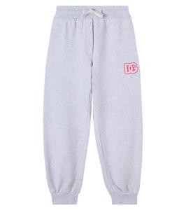 Спортивные брюки DG из хлопкового флиса Dolce&Gabbana Kids, Melange Grigi