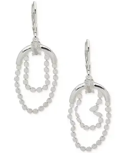 Серьги-Подвески с двойной плоской цепочкой из кубического циркония серебристого оттенка Anne Klein, crystal