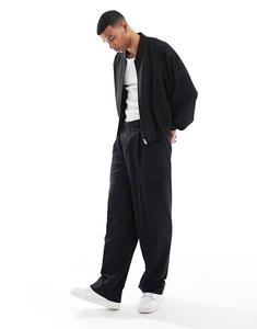 Черные широкие брюки карго ASOS DESIGN