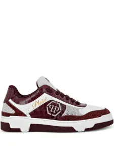 Кроссовки Mix с тиснением под кожу крокодила Philipp Plein, красный