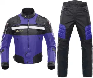 Мужская мотоциклетная куртка с защитой от холода, мотоциклетные брюки, мотокостюм, туристическая одежда, комплект защитной экипировки, 020 Blue Suit