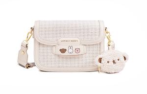 Сумка через плечо PU, текстильная смесь, маленькая квадратная, кроссбоди Трампетс женская молочно-белая/кофейная Миффи, экрю