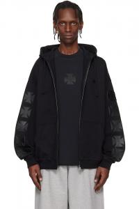 Кожаная байкерская толстовка на молнии с перекрестными лямками Vetements, черный