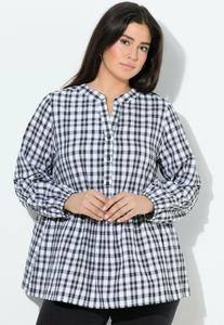 Блуза Ulla Popken CHECKED FLOUNCE PANEL , Black