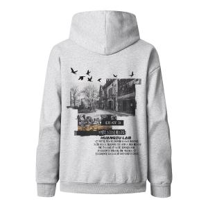 Толстовка Unisex Hooded Moderate Heavyweight HUANQIU, белый heather серый