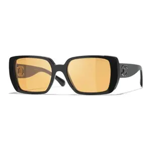 CHANEL Квадратные солнцезащитные очки из смолы унисекс черные, Black