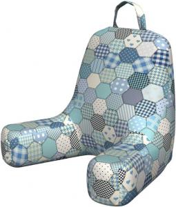 Наволочка для подушки для чтения Lunarable Cabin, лоскутное одеяло в стиле ретро с шестиугольниками синего оттенка, узор в виде плитки, мягкая набивная наволочка для кровати, маленький размер, разноцветная., Multicolor