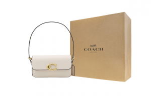 COACH Кожаная женская сумка через плечо бежевая