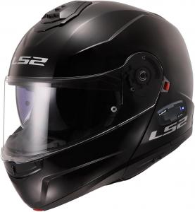 Мотоциклетный шлем LS2 Helmets Strobe II с модульной системой Bluetooth и солнцезащитным козырьком., Gloss Black