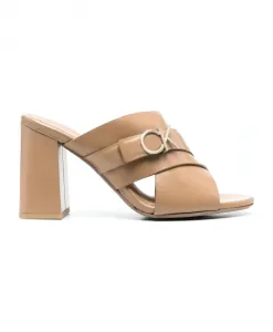 Стильные кожаные мюли на каблуке Calvin Klein, бежевый