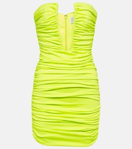 Мини-платье с вырезом и сборками Giuseppe di Morabito, Yellow Fluo