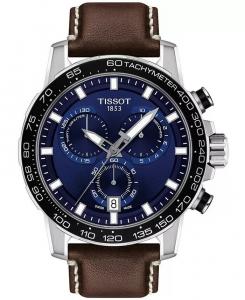 Мужские швейцарские часы T-Sport Supersport Chrono с коричневым кожаным ремешком, 46 мм Tissot