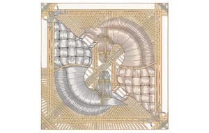 HERMES Шёлковый шарф женский золотой серебряный, Silver Bronze