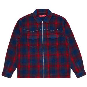 Рубашка Supreme Studded Shadow Plaid Zip Up Shirt, Navy