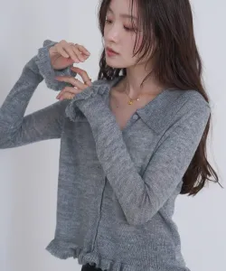 Вязаный кардиган с оборками