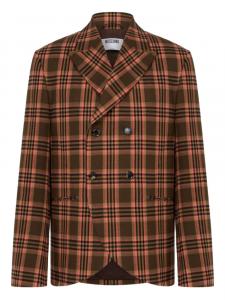 Двубортный клетчатый блейзер Moschino, коричневый