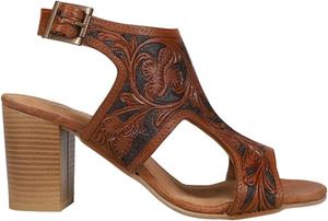 Женские туфли Roper Mika II с цветочным тиснением, на среднем каблуке 2-8 см, коричневые