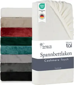 Простыня на резинке Cashmere Touch 180x200 см, плюш - Простыня на резинке 180x200 см, мягкая - Мягкая простыня 180x200 см, простыня 180 x 200 см, цвет слоновой кости - белый Blumtal