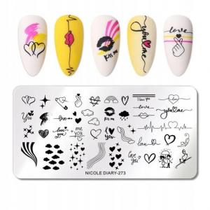 Пластина для штампов для ногтей СЕРДЦЕ НА ДЕНЬ СВЯТОГО ВАЛЕНТИНА, Frezarkowo