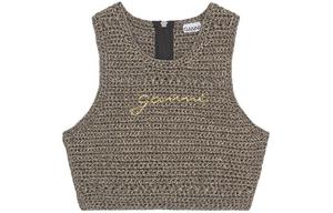 GANNI Женский жилет SS23 черный золотой, Black Gold