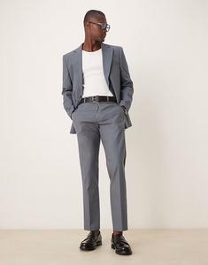 Узкие брюки из льняной смеси синего цвета Asos Design