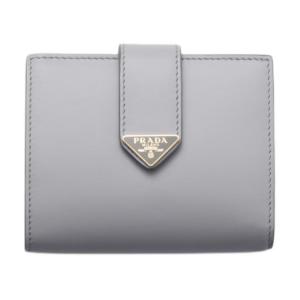 Prada Кожаный кошелек, маленький, женский, цвет «глициния», серый