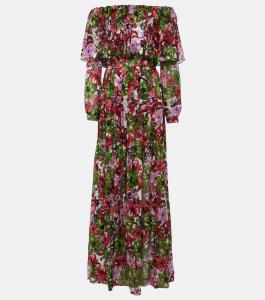 Платье Floria devoré из смесового шелка и шифона Costarellos, Multi-Rose