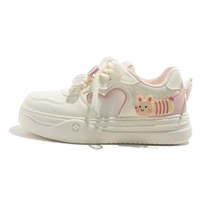 BEIER Легкие и дышащие женские скейтерские кеды низкие бело-розовые, цвет White Pink