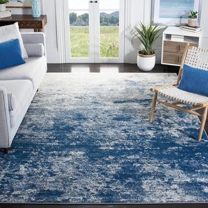 Ковер SAFAVIEH, 366 x 366 см, Brentwood Collection, Grey & Navy, современный абстрактный дизайн, не линяет и прост в уходе, идеален для помещений с высокой проходимостью в гостиной, спальне (BNT822G)