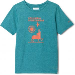 Columbia Boys Tech Trail футболка с принтом, River Blue Heather/Explore Outdoors