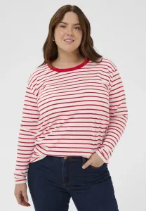 Контрастная блузка с длинными рукавами от winni Kaffe Curve, Chalk W/Red Stripes