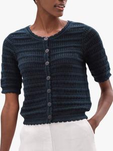 Кардиган с коротким рукавом и кружевной отделкой Pure Collection, Navy