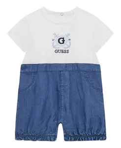 Детский комбинезон для мальчиков из смесового шамбре GUESS, белый