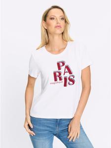 Рубашка с короткими рукавами белого и клубничного цветов Heine