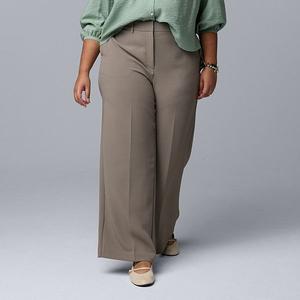 Plus size брюки широкого кроя из люксового крепа Simply Vera Vera Wang, Fog