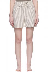 Tekla Пижамные шорты из поплина цвета слоновой кости и коричневого оттенка