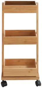 WENKO Тележка "Shelf Tortona", шкаф для ванной комнаты с 3 полками 18х71,5х31 см, цвет natur