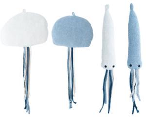 Подушка Crochetts Plüschtier Ozean Tiere 4tlg, синий - натуральное волокно - 40 x 95 x 8 см