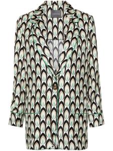 Lorena Antoniazzi шелковый блейзер с графическим принтом, зеленый