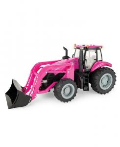 ERTL 1/16 Big Farm PINK Трактор Case IH Magnum с погрузчиком, подсветкой и звуком — возраст 5+, розовый
