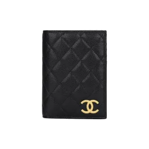 CHANEL Женский бумажник из ягнёнка чёрный