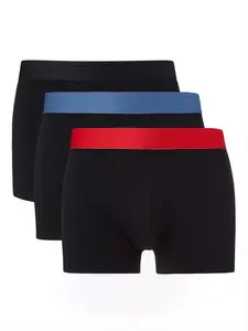 Трусы John Lewis Organic Cotton Coloured Waistband 3 шт, цвет black/multi