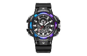 Disney Мужские часы с электронным механизмом, ремешок из резины, черный циферблат